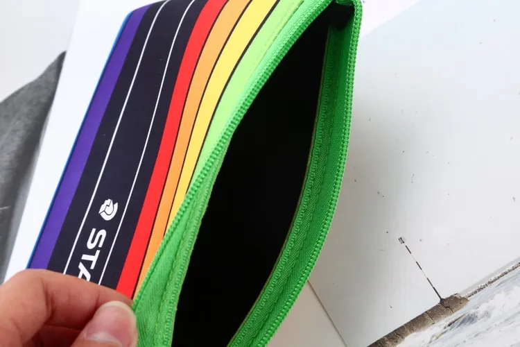 Printed rainbow creative school neoprene zipper pencil pouch case