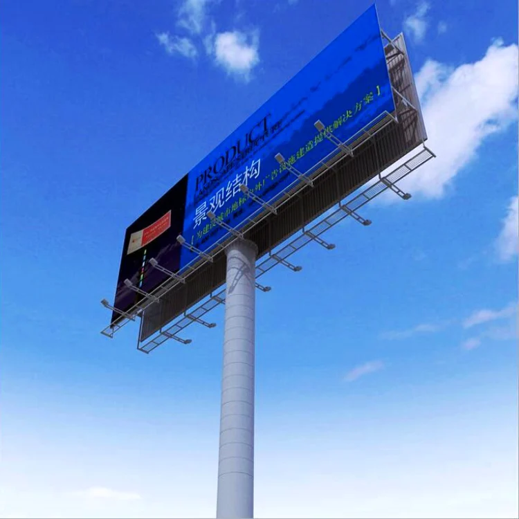 Highway large steel structure single column street led billboard outdoor T-shaped advertising tower Led billboards for sale