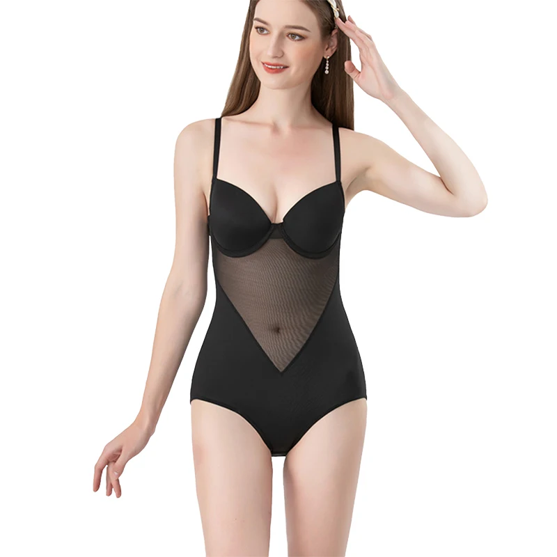 2022 Breathable Fabric Sexy Sheer Lingerie Bodysuits Seamless Complete Body Shaper Black Waist Trainer Corset For Women