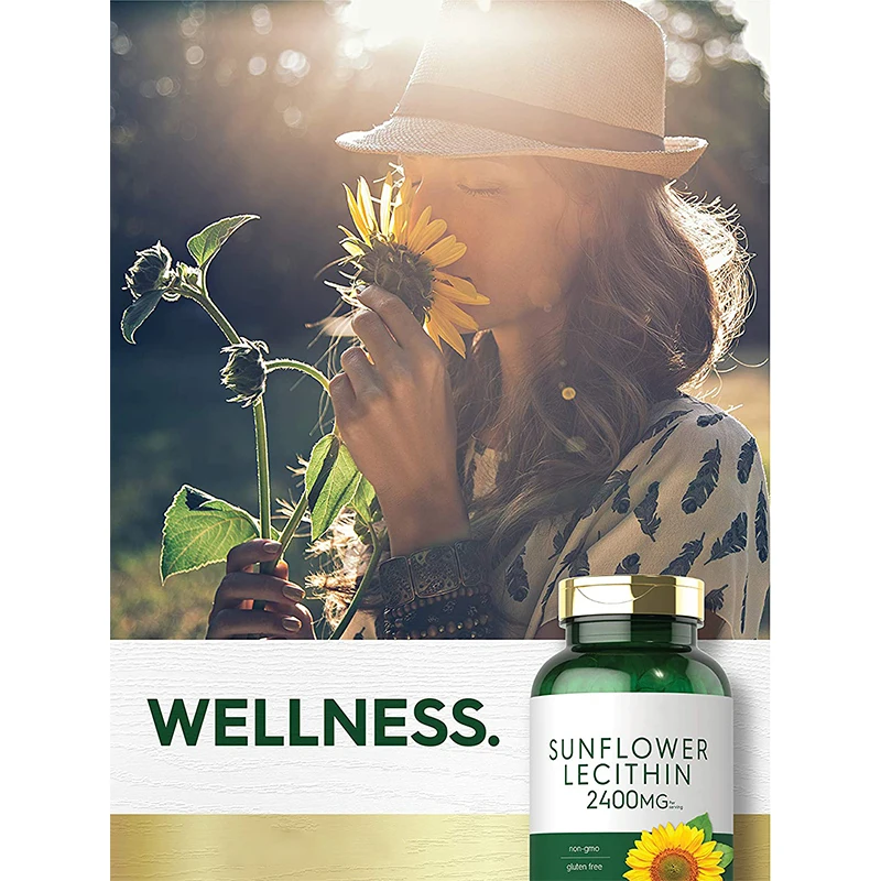 Частная марка Sunflower Lecithin 2400 мг 200 мягкие гели богатые фосфатидилхолин безглютеновая добавка для
