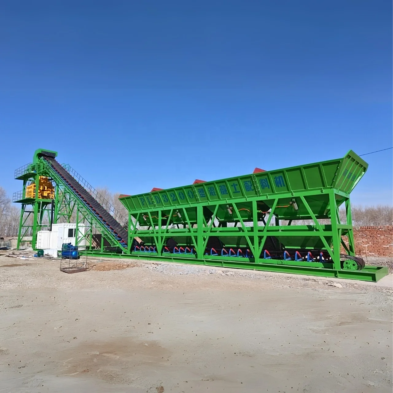 CE ISO 60m3/h dry mix concrete Batching Plant 2 Aggregate Hoppers, portable transit concrete mixing plant without mixer