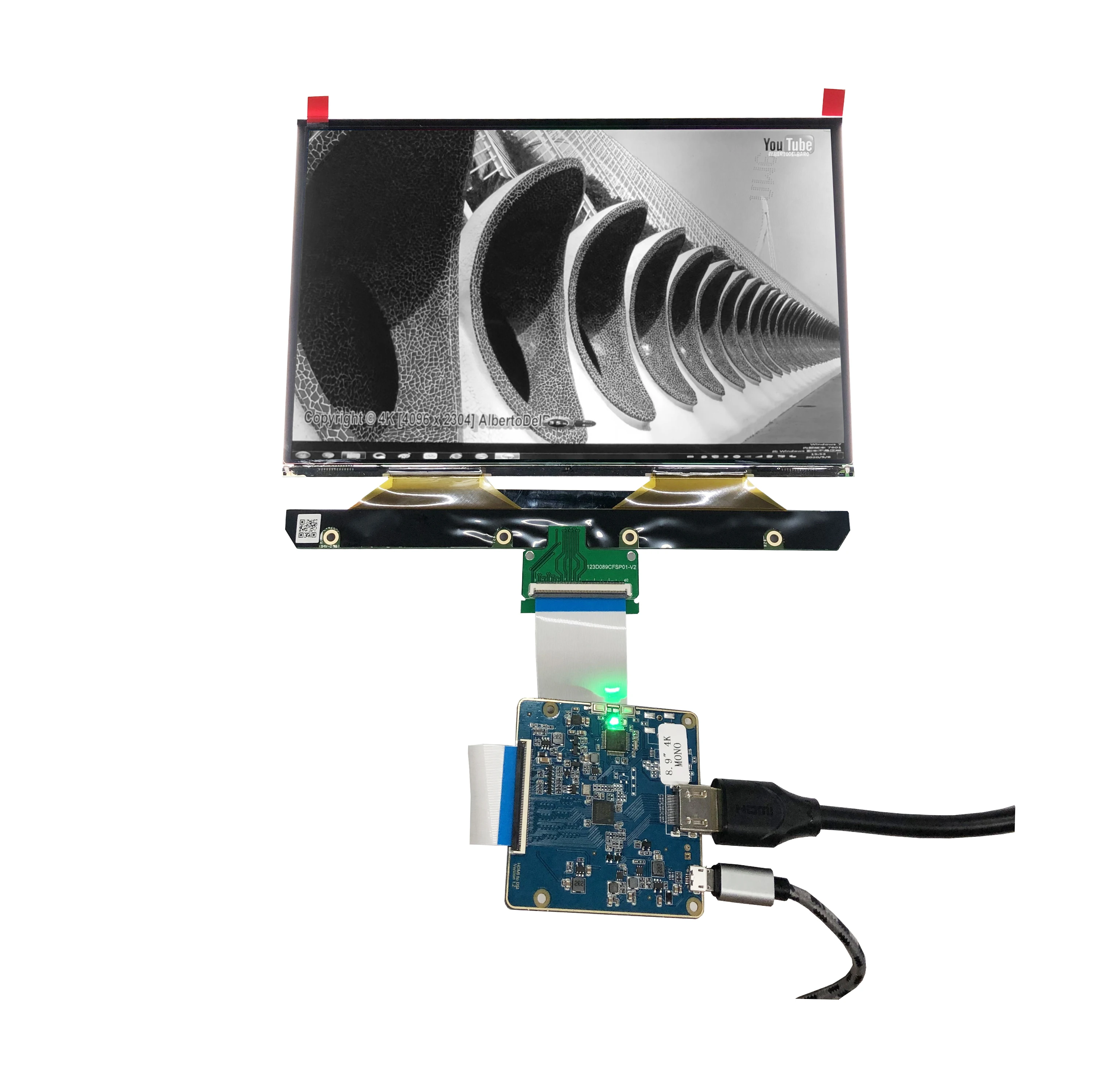 DuoBond 8.9 inch 4K  Mono LCD no backlight and Raspberry Pi HDM-I Board for 3D Printer