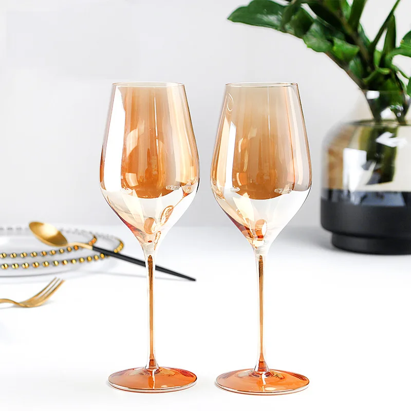 Hot-selling amber crystal glass red wine glass can be customized with color