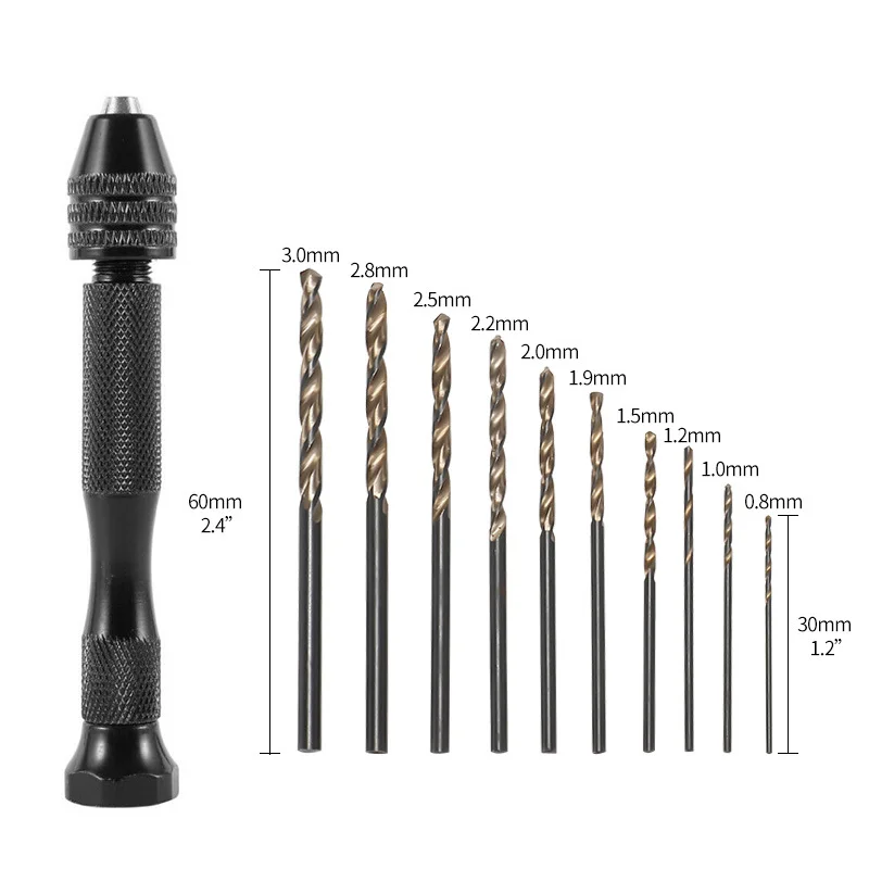 21PCS Model Diy Jewelry Woodworking Rotary Tools Multi-function Rotary Tool Mini Twist Drill Bit Set Pin Vise Hand Drill Manual