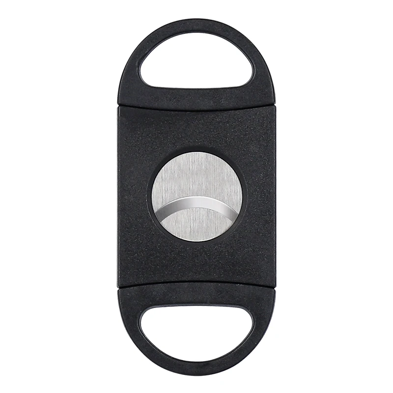 Factory price black mini portable cigar cutter double-edged stainless steel cigar scissors wholesale
