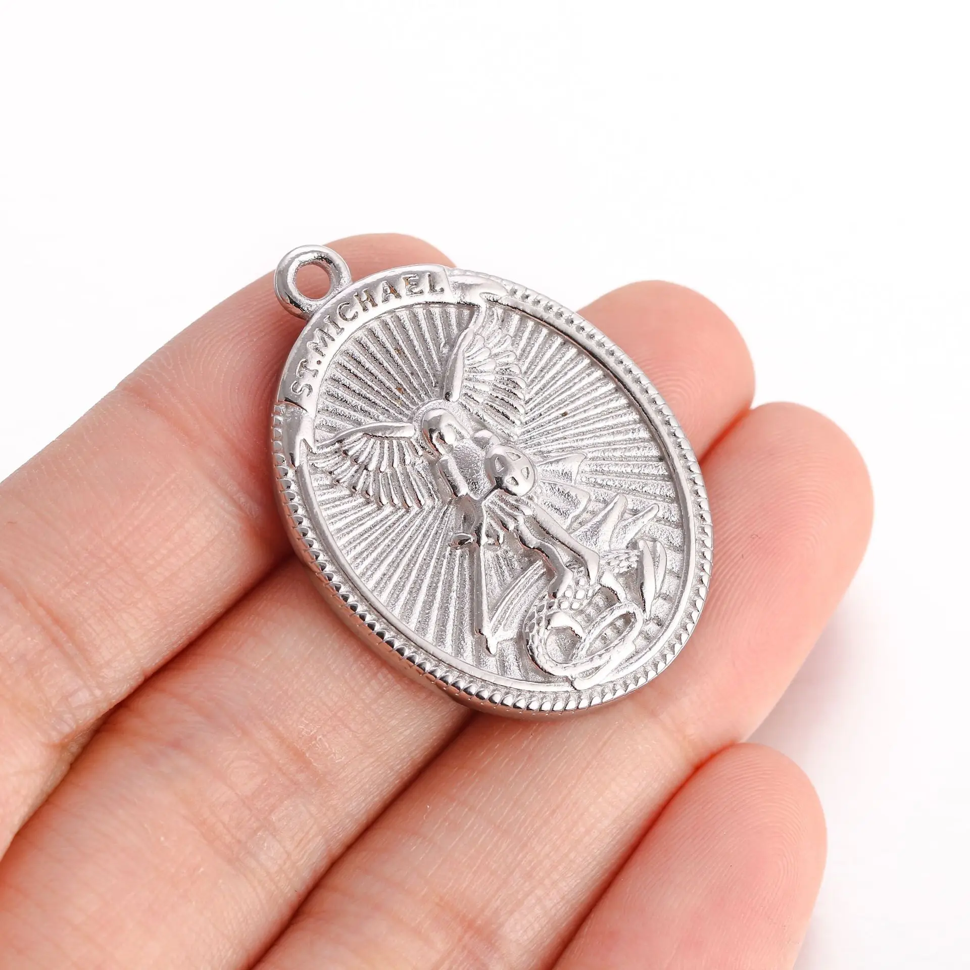 Catholic Patron Saint Pendant Michael St. Michael The Archangel Pendant Necklace Stainless Steel Pendant