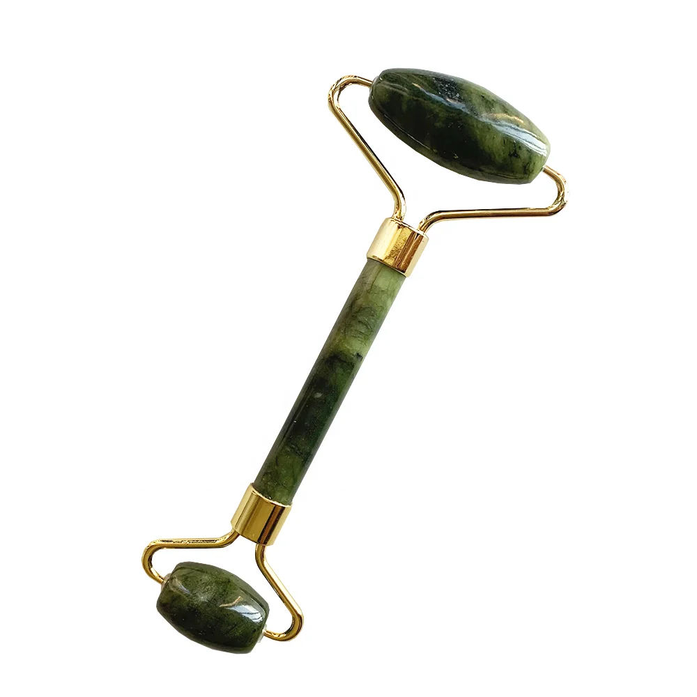 Skincare Tool custom natural crystal face green xiuyan jade roller antipuffiness
