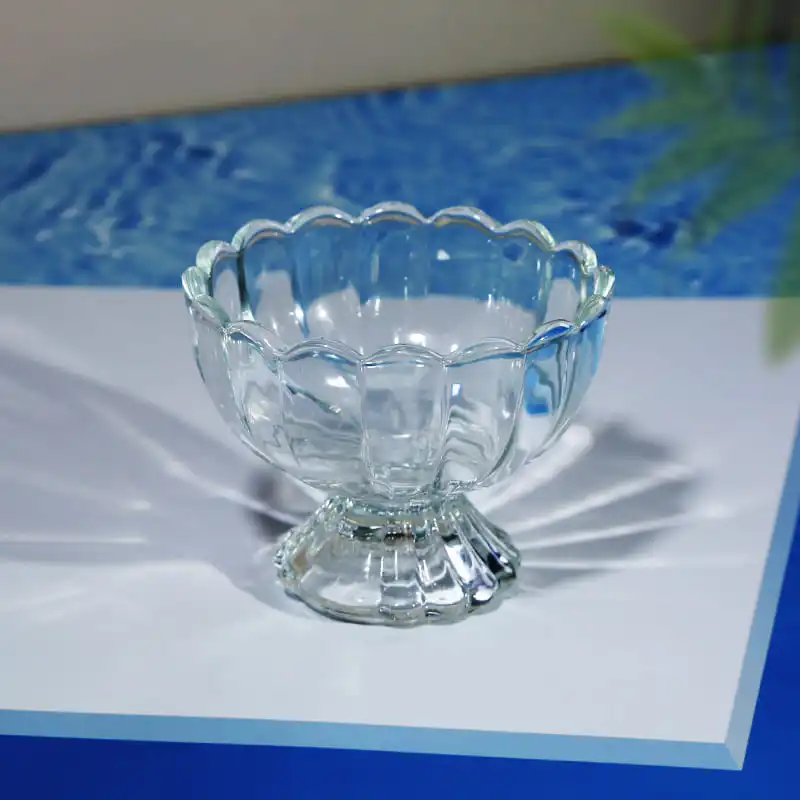 Стеклянные миски в форме лепестков элегантная подача для чая с молоком десертов мороженого кафе и стильной десертной