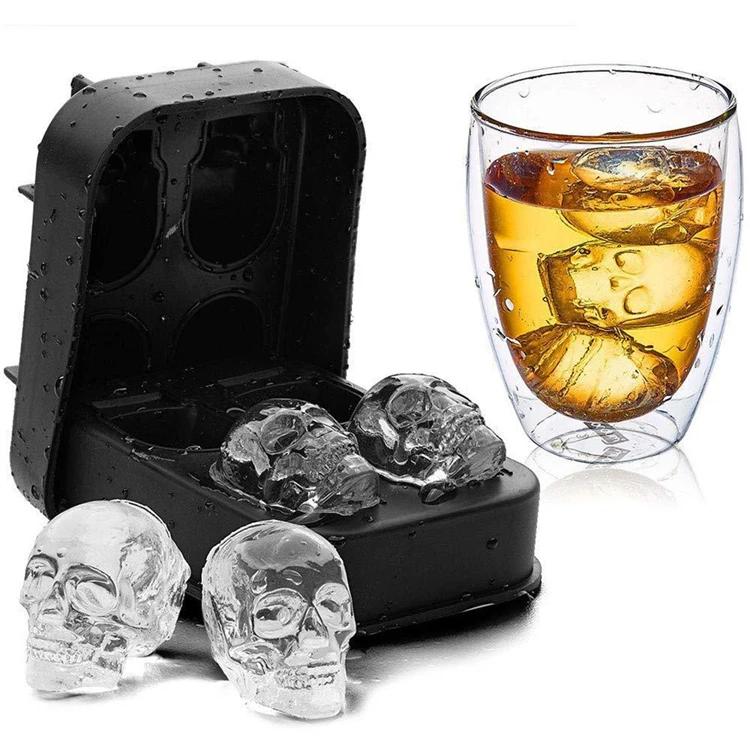 Hot Sale Size 12*8.5*5cm Silicone Skulls Ice Cube Mold for Ice Cream Tools
