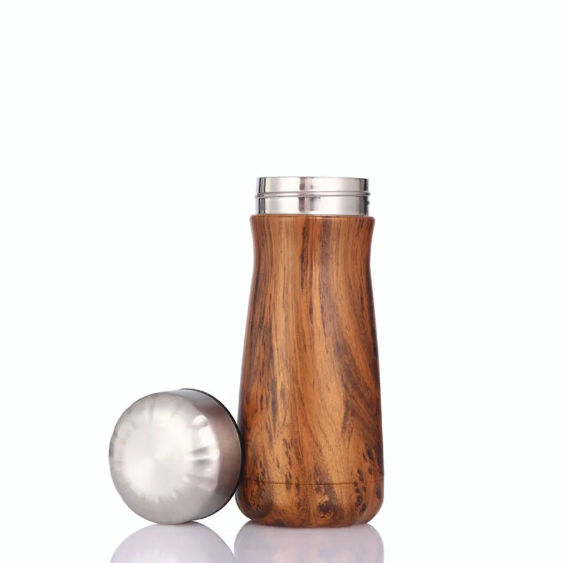 American wide mouth wood grain Coke bottle spray paint outdoor sports bottle 304 stainless steel vacuum bottle custom LOGO
