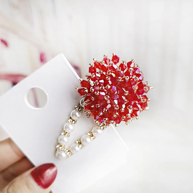 Ins Female Side Bangs Clip Net Red  Rhinestone Side Clip Crystal Clip Pearl Hairpin