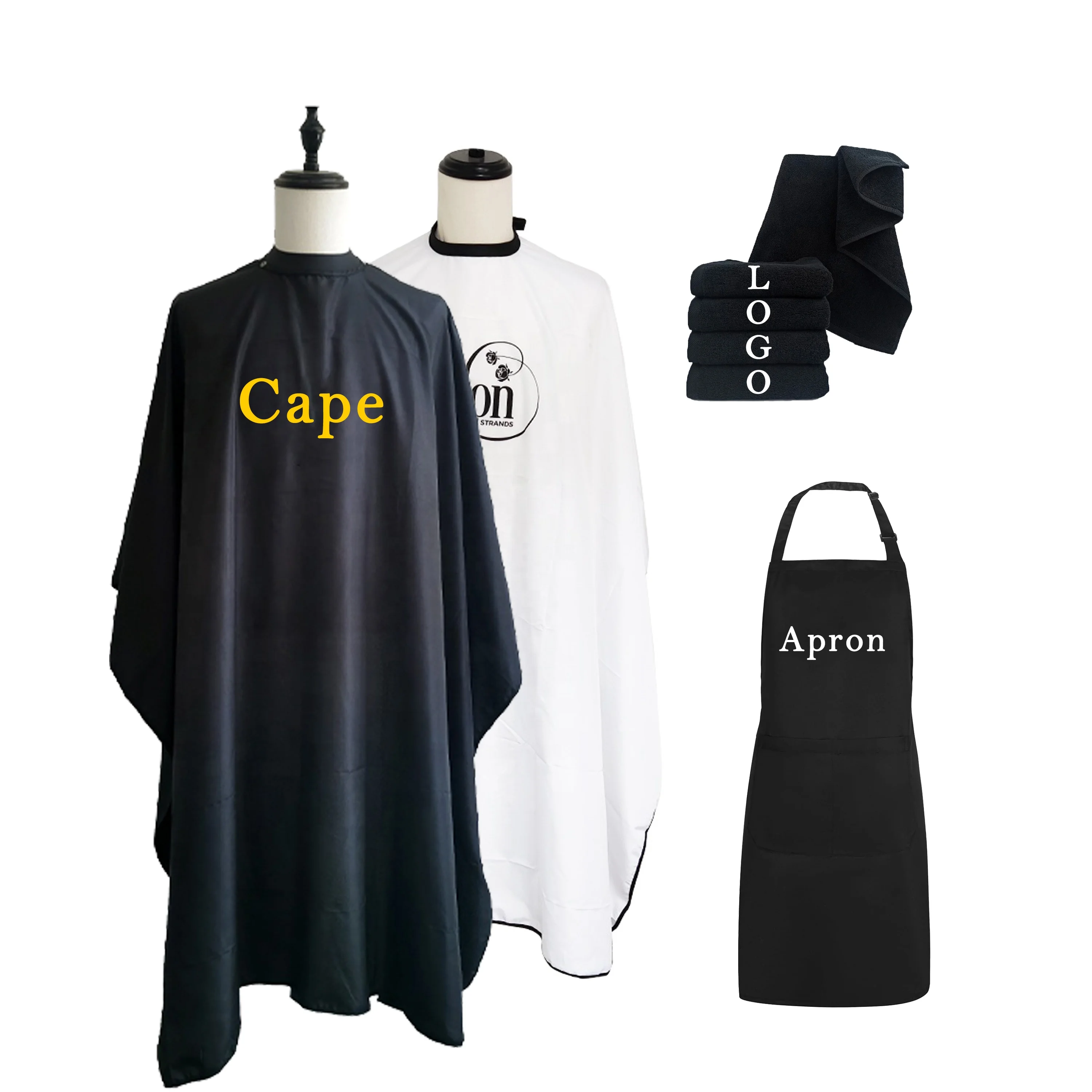 Barbershop Hair Barber Cape Towel Snap Button Up Big Neck Salon Capes Front Closures White Cape Sleeve Top