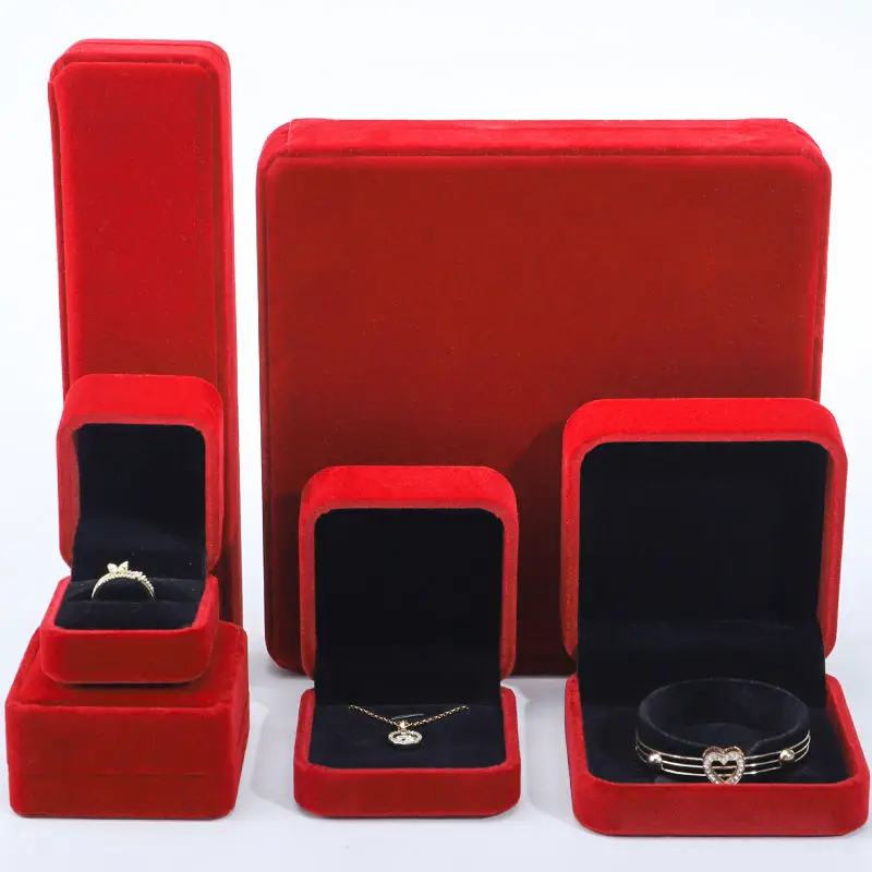 Store Luxury Packing Jewellery Box Packaging Shop Display Set Box Bracelet Necklace Pendant Ring Velvet Jewelry Box