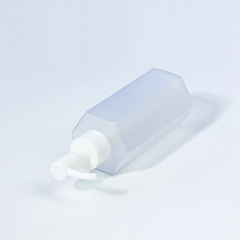 Manufacture Plastic Packaging High Quality Frosted Color Hexagon Shape Plastic PET Bottle With Pump For Make up Oil