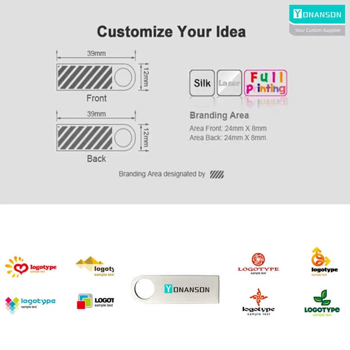 Metal Waterproof 3.0 USB 128GB 64GB Flash Drive Custom Logo 2.0 8GB 16GB 4GB Zip Drive for Promotional Gifts USB 32GB Pendrive