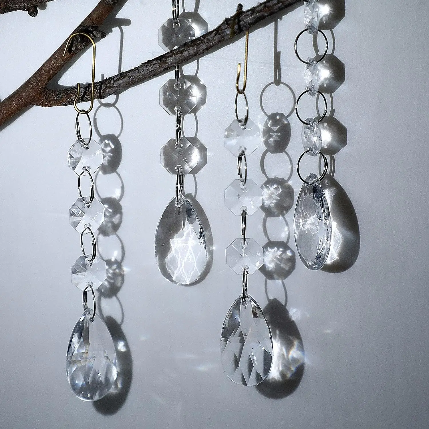 CR104 Crystal Water Drop Style Christmas Tree Ornaments Crystal Beads Garland Ornaments with Hook for Christmas Tree Decorations