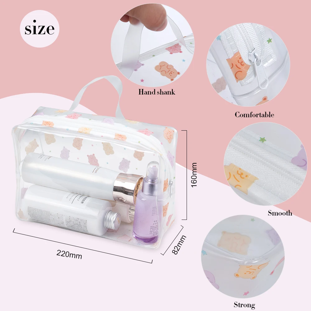 KONCAI Travel make up accessories terry cloth clear zipper pouch beauty vanity organizers cosmetic bags and cases for makeup