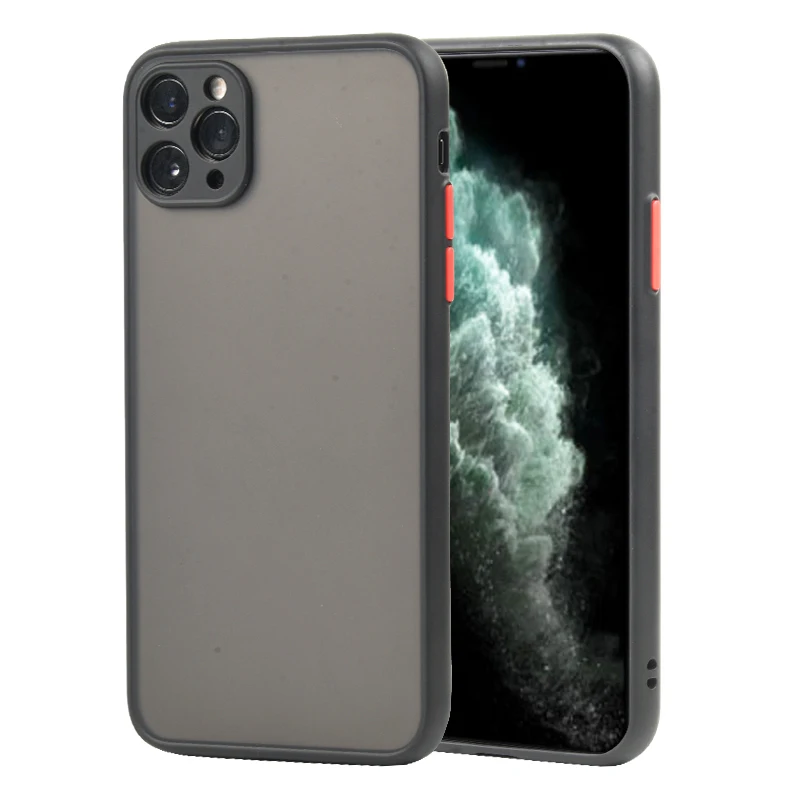 Защитные ТПУ + PC чехлы-бампер для iPhone 11 Pro Max XR XS X 8 7 матовый прозрачный противоударный чехол задней