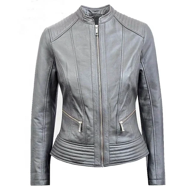 
Biker Beautiful White Leather Jacket for Women 