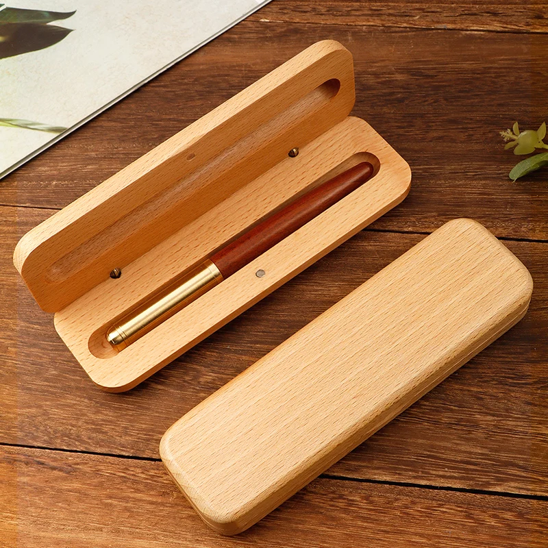 Wooden pen box  single and double  clamshell  student stationery  box office  gift packaging box