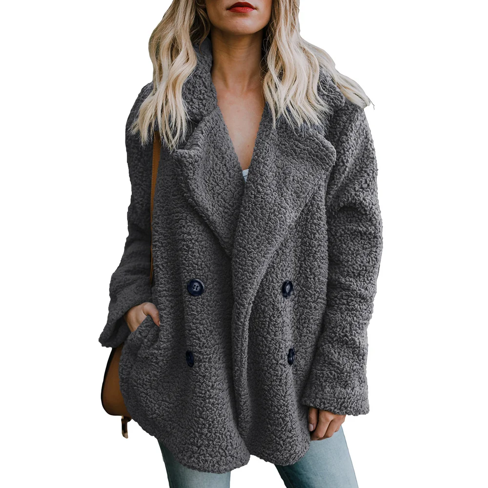 
2019 Latest Fashion Plus Size Open Front Fleece Winter Coat Women 