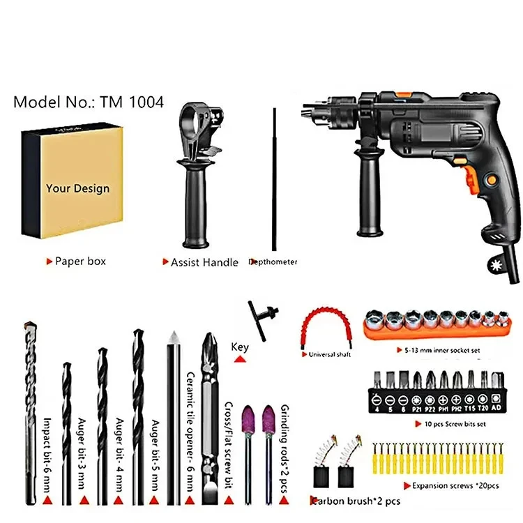 Wholesale Best Price 750w Durable Power Impact Drill Electric Power Drilling Tools Set Drill With Cord