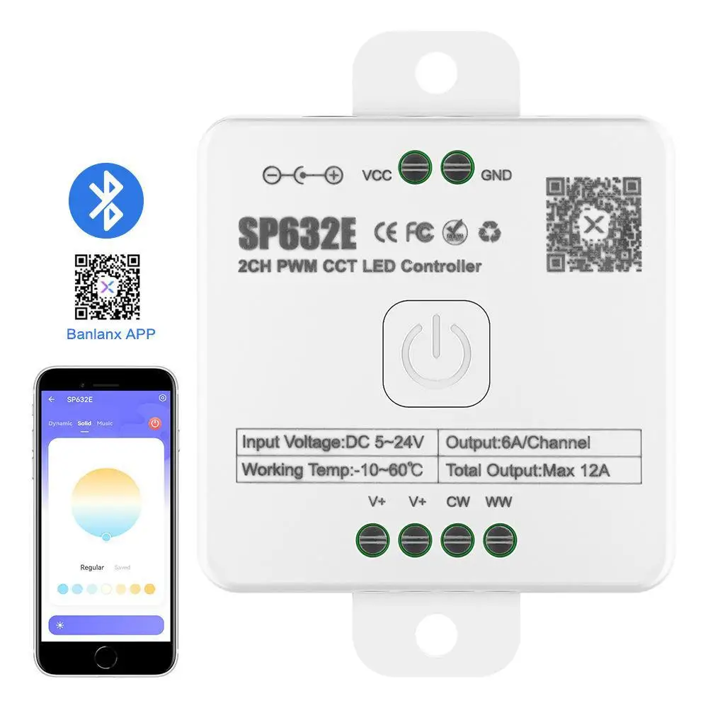 smart home lighting light dimmer app music control SP635E PWM rgbcct rgbwc rgbcw led controller 5-24v single and double color