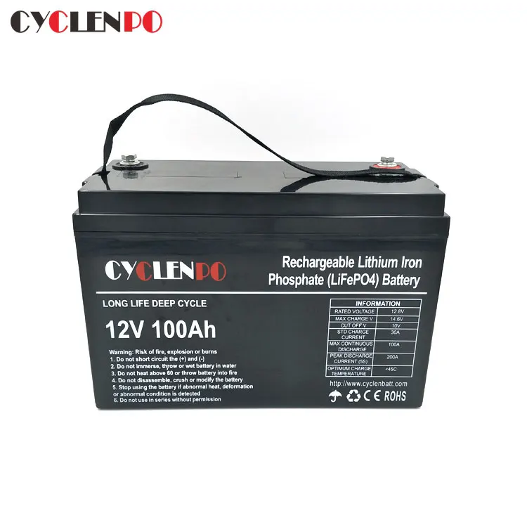 Deep cycle 12volt lithium iron phosphate battery 12v 100ah battery for ev and solar