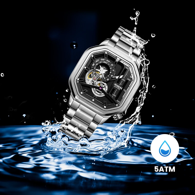 Sample Available Private Label Mechanical Watches 5 ATM Chronograph Design Skeleton Automatic Mechanical Watch