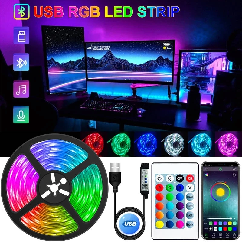 LED Strip Light USB Blue tooth RGB 5V LED RGB Lights Flexible LED Lamp Tape Ribbon RGB TV Desktop Screen BackLight Diode Tape