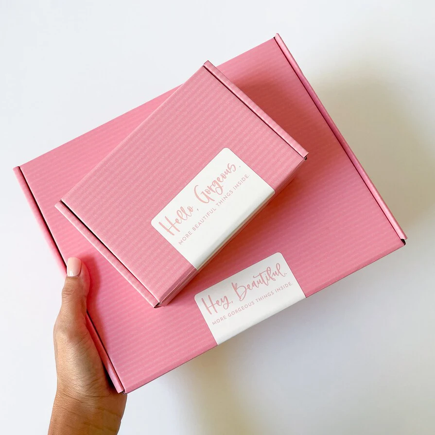 Customized Logo Pink Cosmetics Corrugated Paper Packaging Email Shipping Paper Box