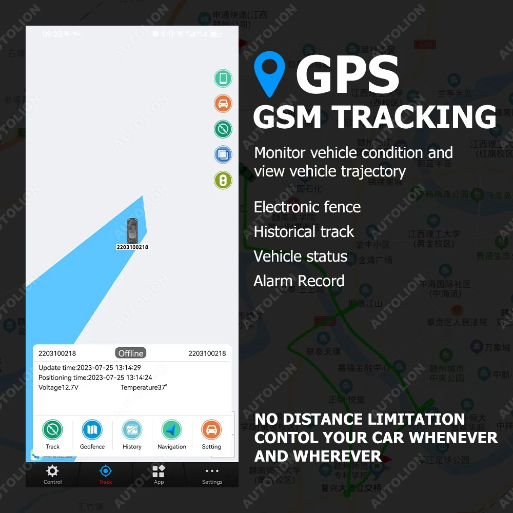 4G GPS/GSM alarm security system control by phone APP lock unlock and tracker remote start stop engine vehicle