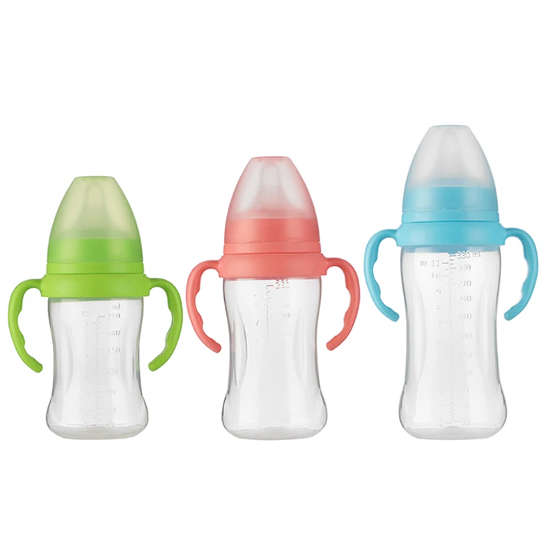 Factory custom Silicone Nipple milk bottle with cover The newborn feeding supplies PP milk bottle