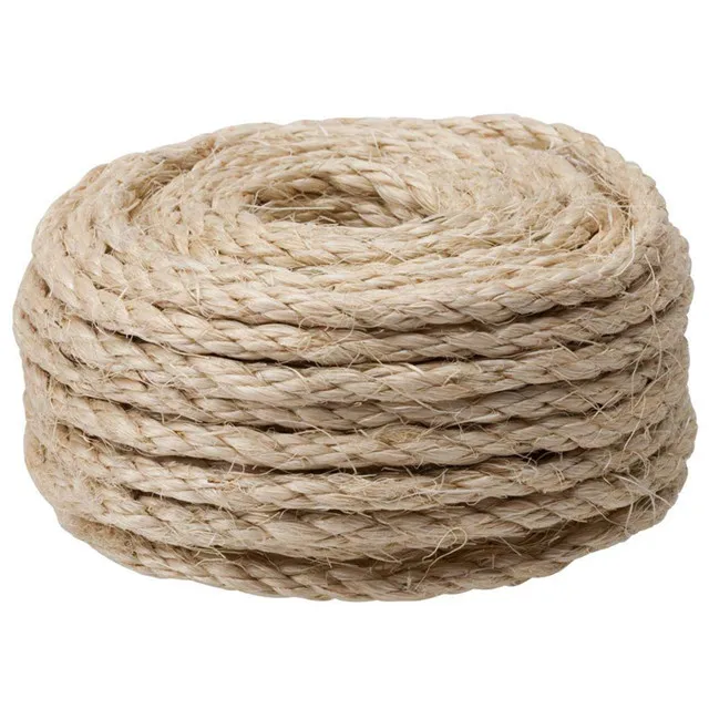 8mm Natural Sisal Rope 3 Strands Twisted Hemp and Fiber Jute Twine for Decorations Coiled 100m Pack
