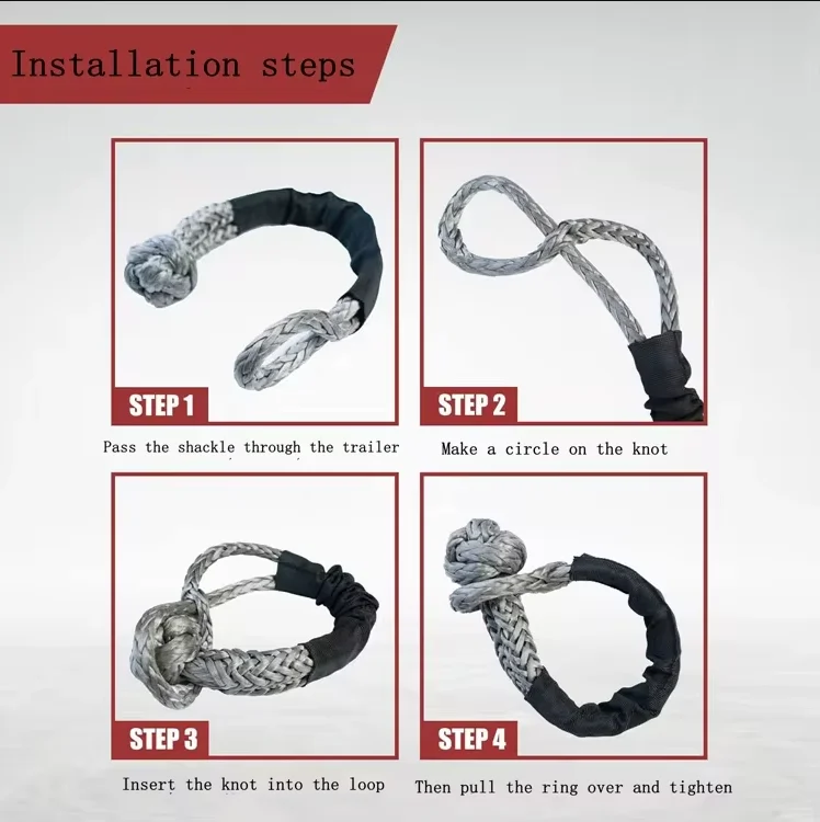 Cars synthetic winch rope recovery soft shackle for off road accessories