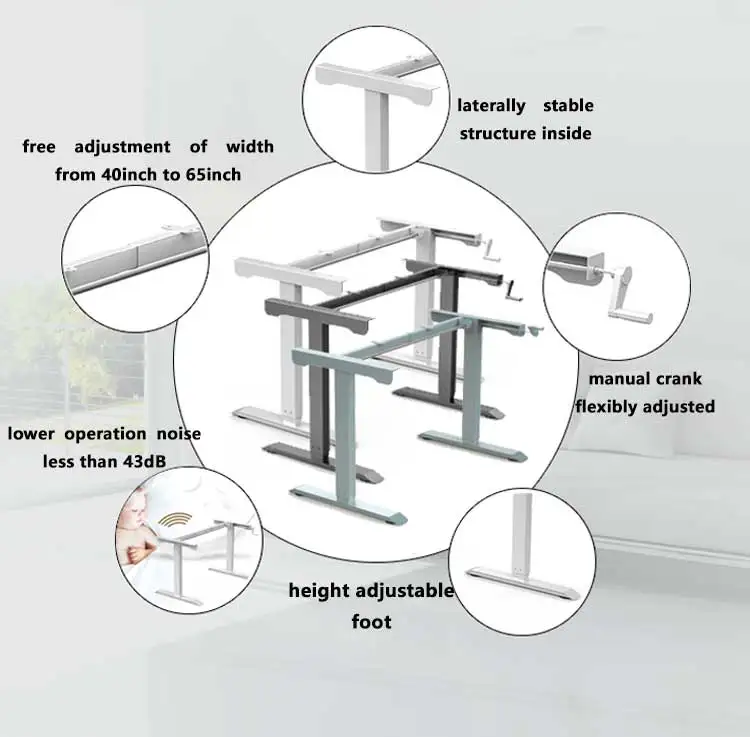 Adjustable desk manual crank legs hand crack standing crank desk standing desk table top not included