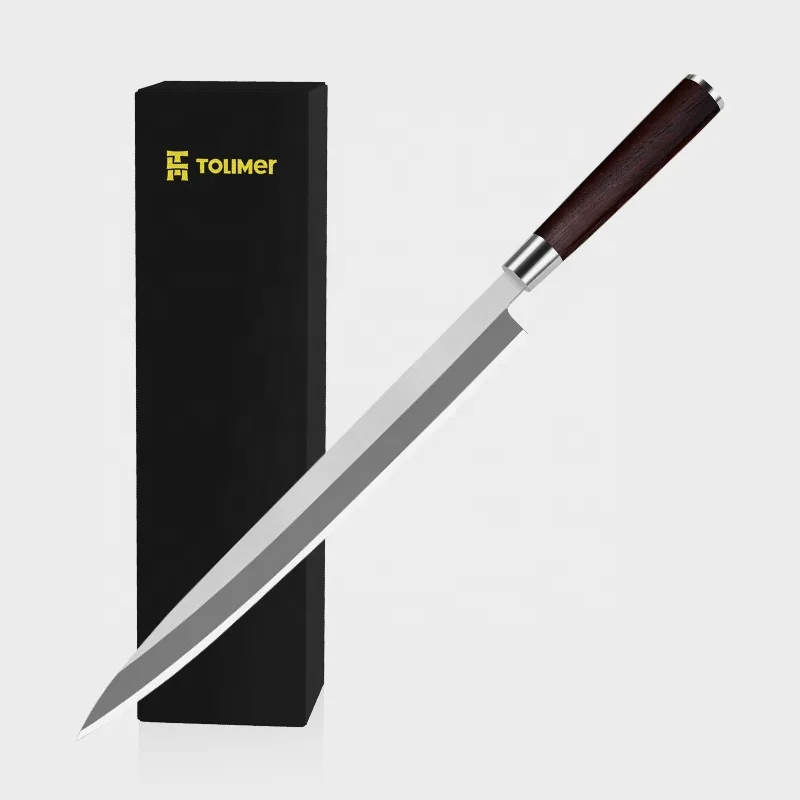 Sashimi Salmon Fillet 10 Inch Sushi Knife Wenge Wood Handle Kitchen Sashimi Fillet Sushi Knife With Gift Box