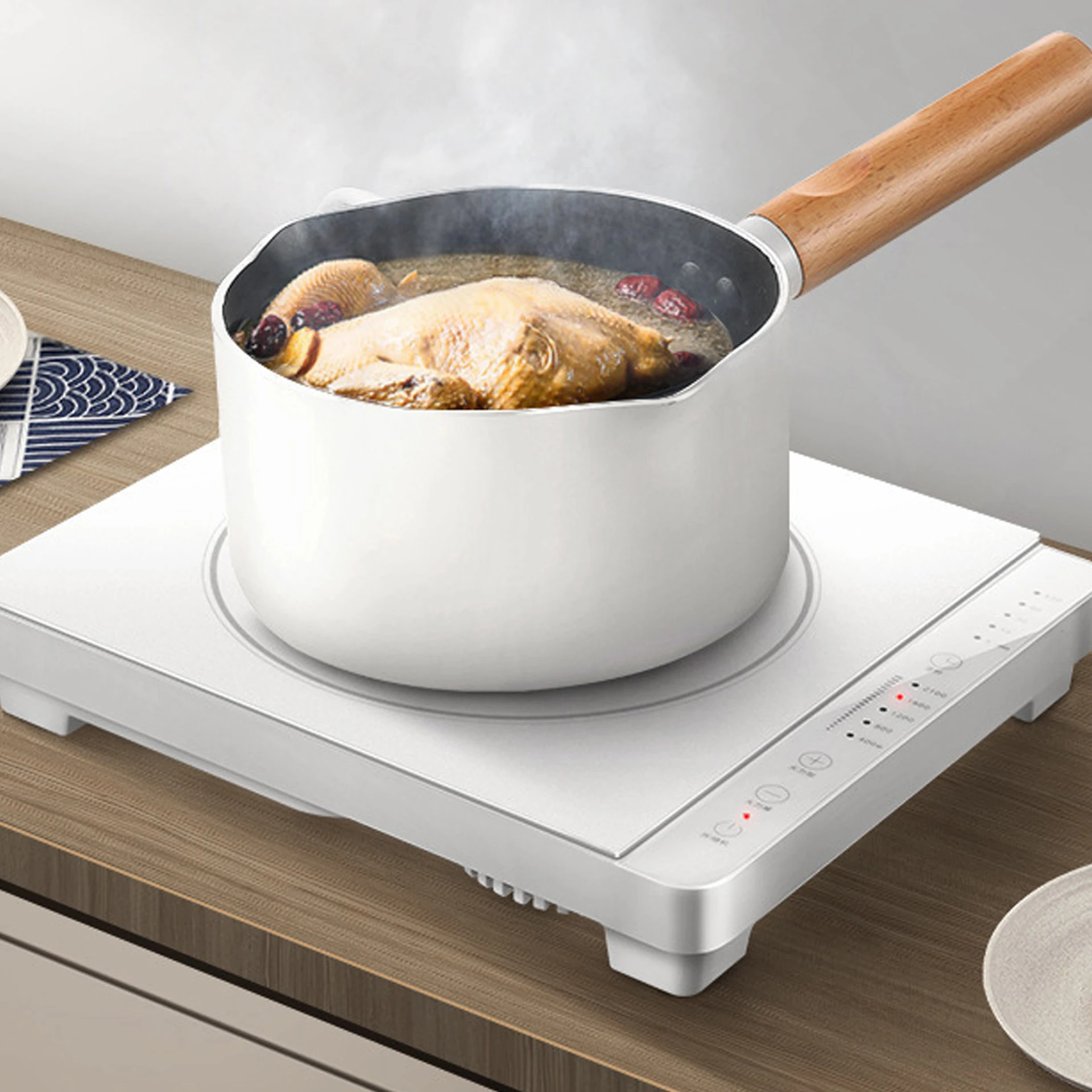 Pure white contracted appearance of micro crystal board prevent slippery wear-resisting small appliances induction cooker