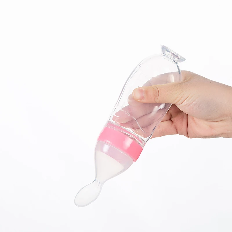 Wholesale OEM Baby feeding rice paste feeding bottle Silicone spoon Baby complementary food bottle