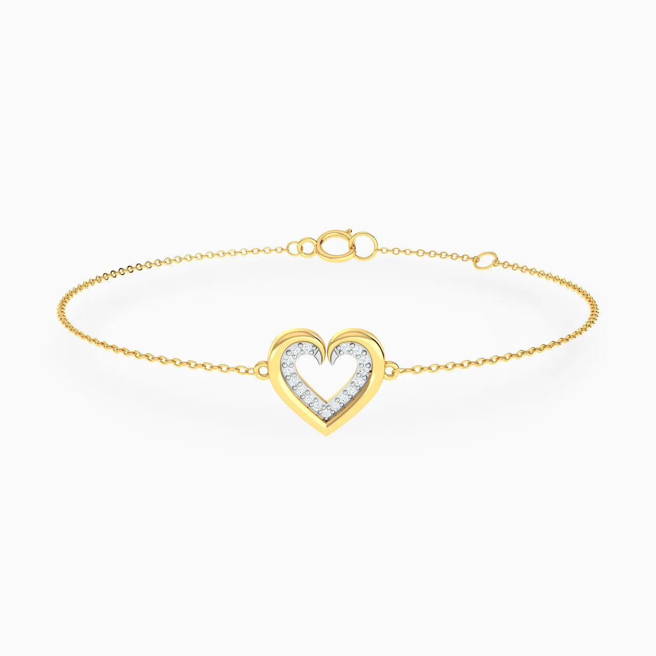 Trendy 925 Sterling Silver Heart Pendant and 18K Gold Plated Charm Bracelets Fashionable Diamond Accessories for Couples Gift