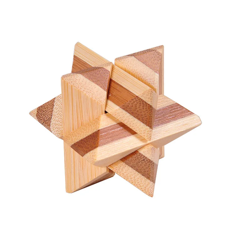 Advanced Quality Chinese Classic IQ Test 3D Bamboo Puzzle for Kid Adults