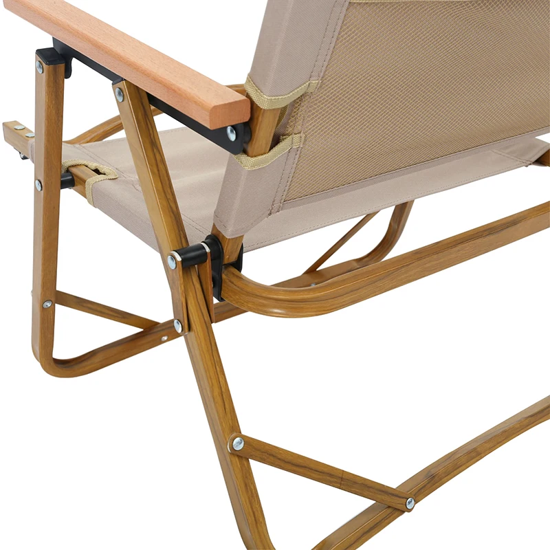 Factory Custom Wood Grain Aluminium Outdoor Kermit Chair Portable and Comfortable Luxury Camping Beach Chair