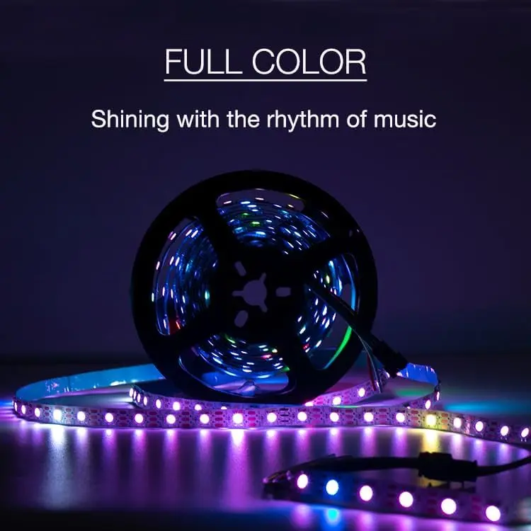 Biumart WS2812B RGB LED Strip 16.4FT SMD5050 60 LED Pixel IP20 Chasing Effects Dream Color Individually Addressable LED Strip