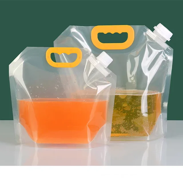 Custom Size Water Storage Container  Spout Pouch  Flat Bottom Collapsible Outdoor Hiking Water Jug With Handle  Packing Bags