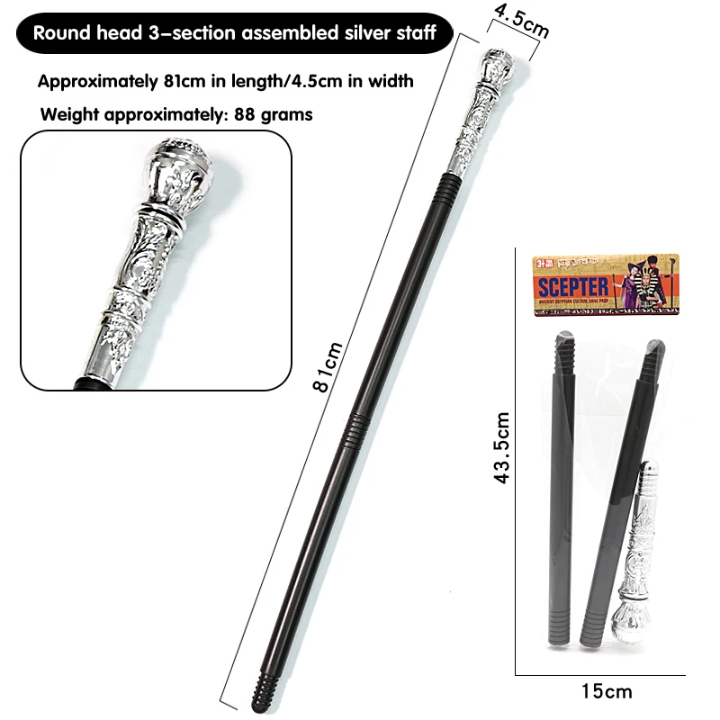 China Manufacturer Pp Pe Material Skeleton Scepter Wand Toy Gold Plated Silver Plated King Scepter Snake Staff Toy