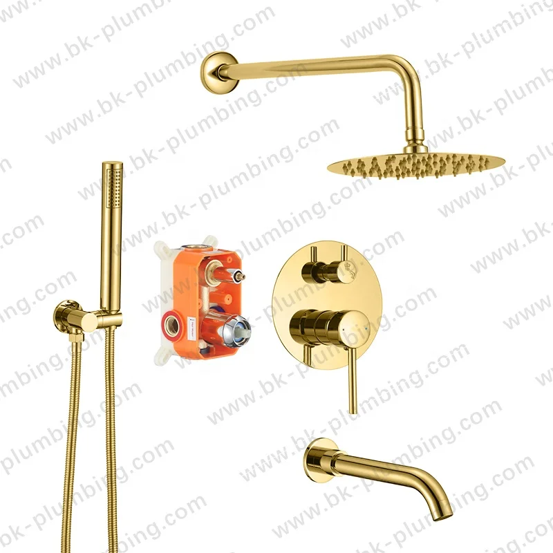 Ducha Empotrada Cepillado Wall Mounted Double Handle Bath Shower Valve Rainfall Antique Brass Shower Mixer