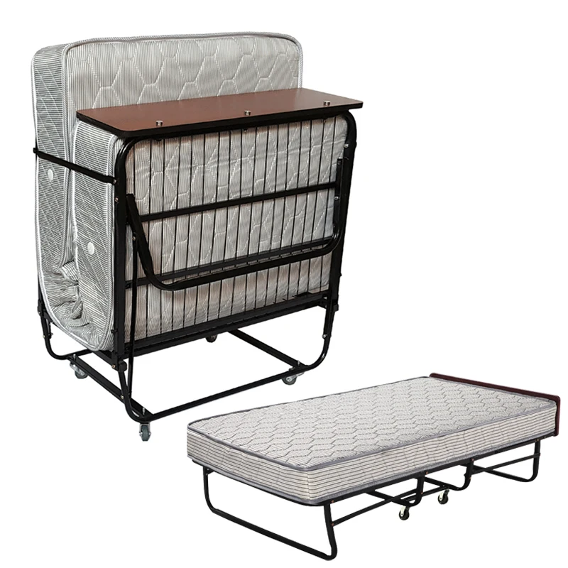 Wholesale Folding Bed Mattress Bed Frame Portable Foldable Roll Away Adult Bed for Guest Memory Foam Mattress
