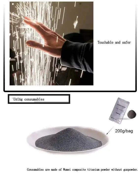 Cold fountain fireworks spark powder composite ti spark granules powder 200g