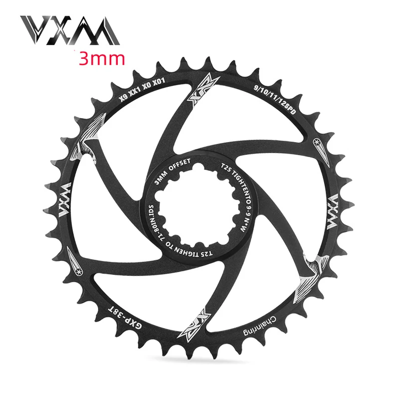 VXM one-piece direct-mounted disc offset 3 degrees speed-linked single-speed X9 XO XX1GXP bicycle chainrings