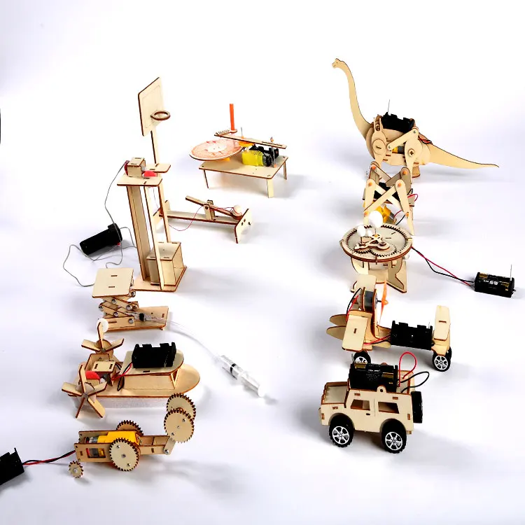 Custom Electric Drawing Device Children DIY Science Experiments Kit Creative Gift wooden educational puzzle toy